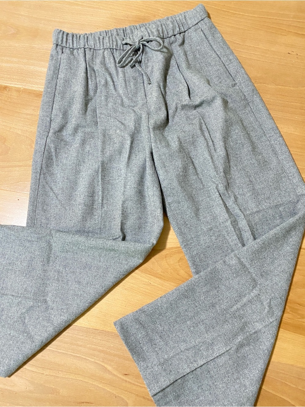 Banana Republic Women's Wool Wide Leg Drawstring Pants Light Gray small Petite